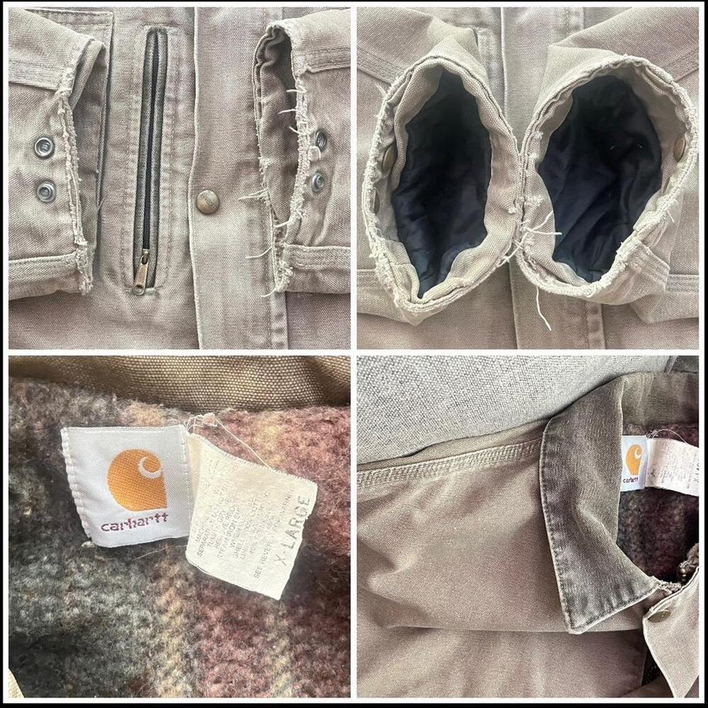 Carhartt Duck Canvas Tan Detroit Jacket Blanket Line Corduroy Collar M Union USA - Picture 3 of 6